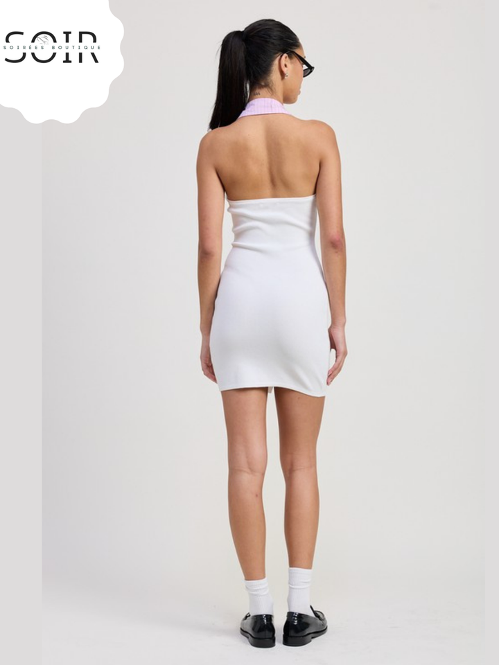 Bubbleline Contrast Collar Mini Halter Dress