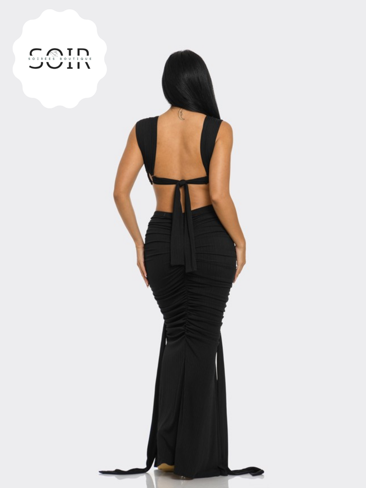 Obsidian Eclipse Pleated Gown