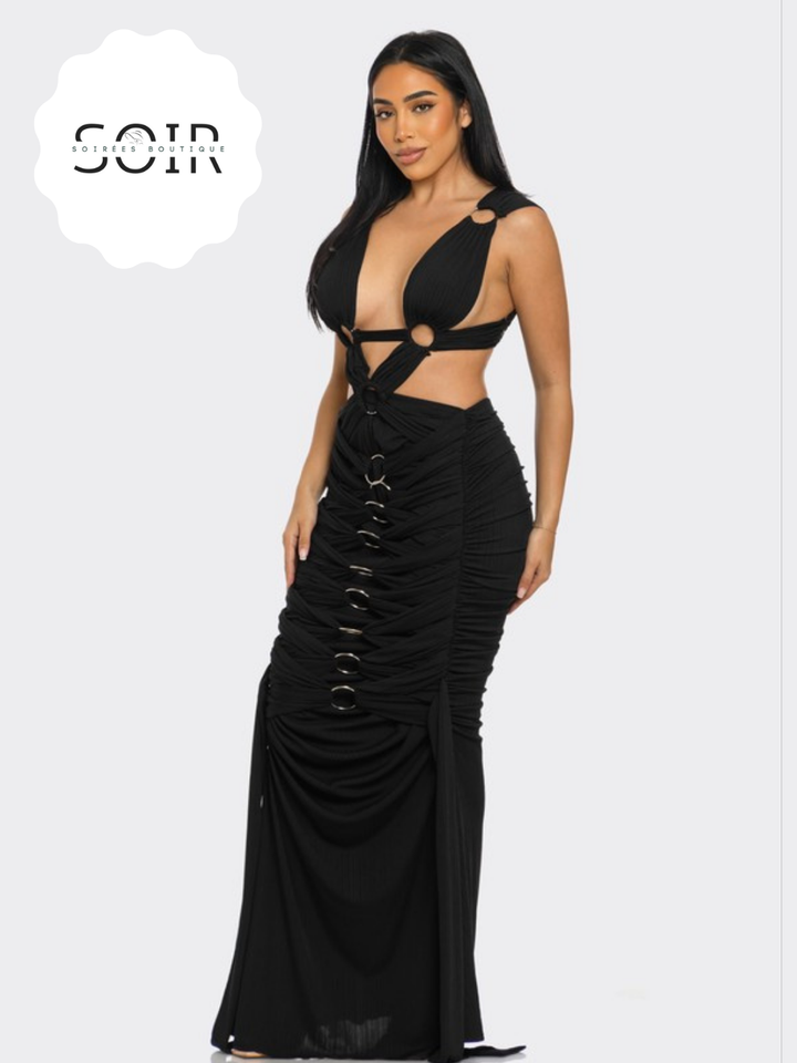 Obsidian Eclipse Pleated Gown