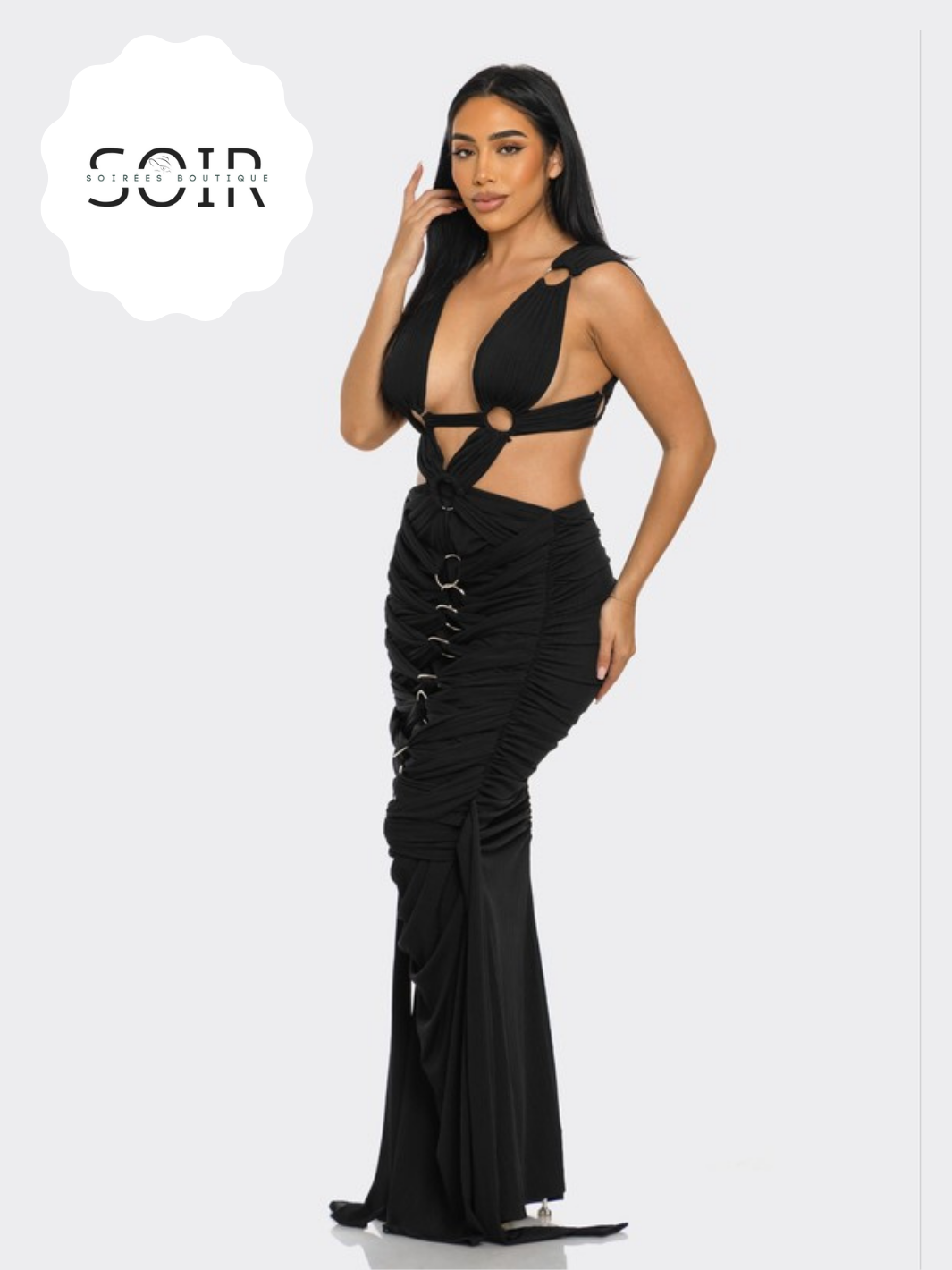 Obsidian Eclipse Pleated Gown