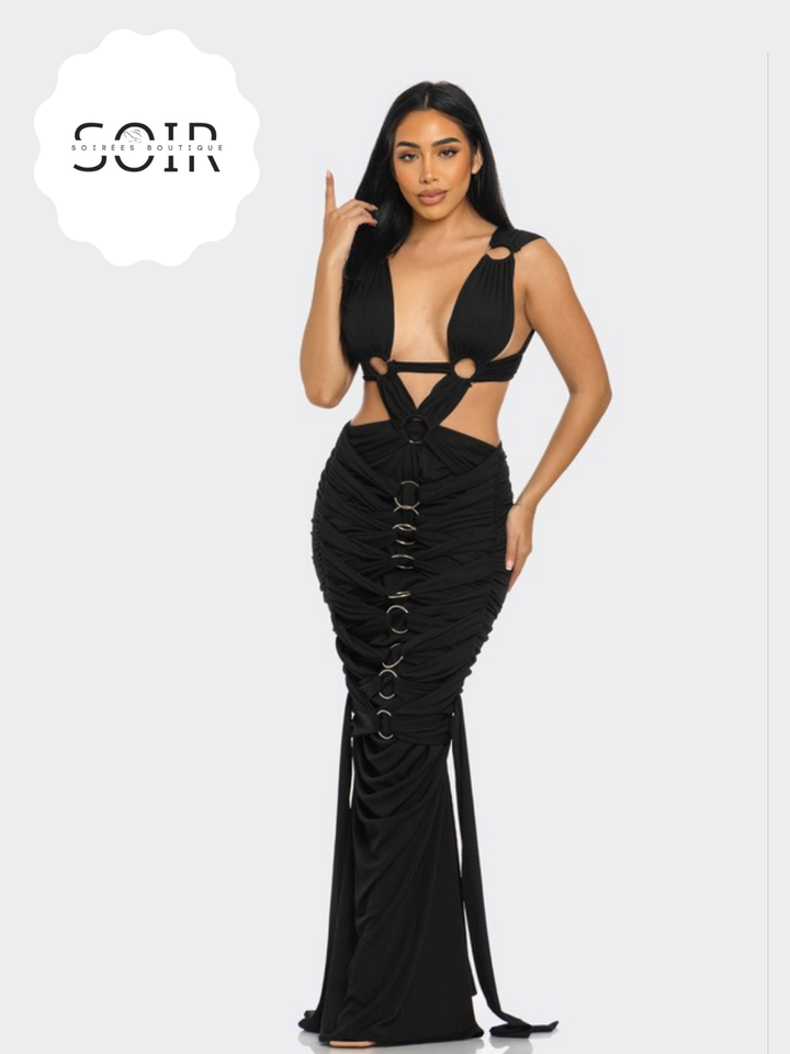 Obsidian Eclipse Pleated Gown