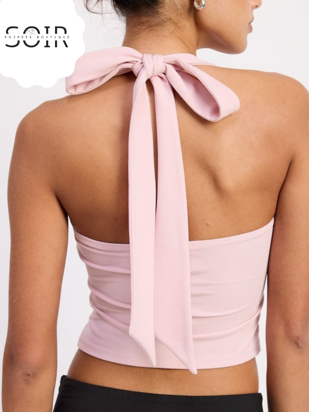 Mango Mirage Halter Tie Back Knit Top