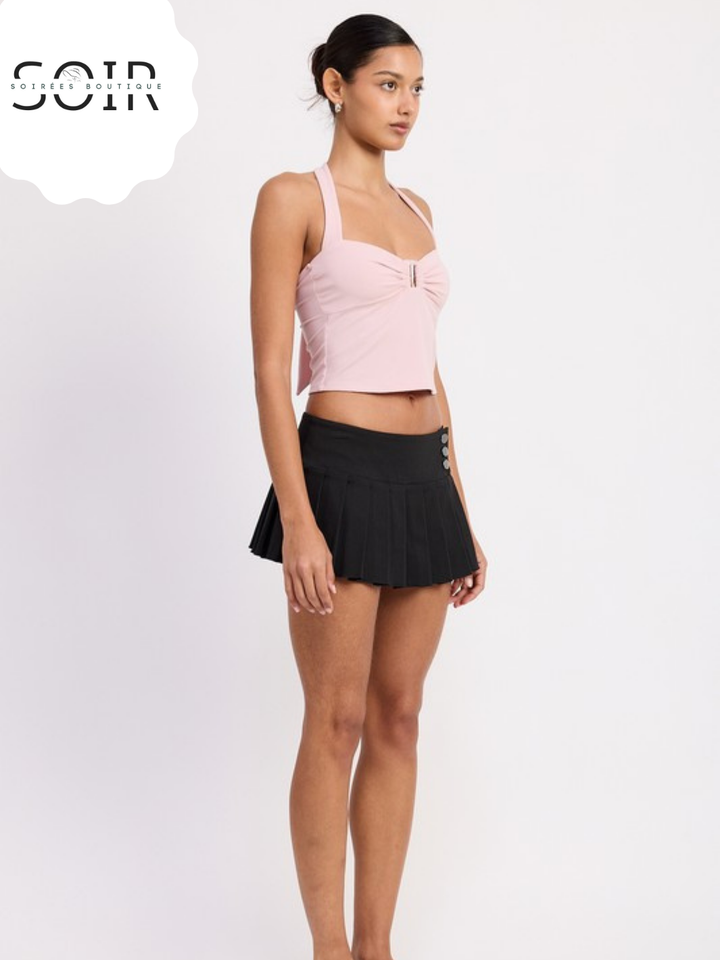 Mango Mirage Halter Tie Back Knit Top