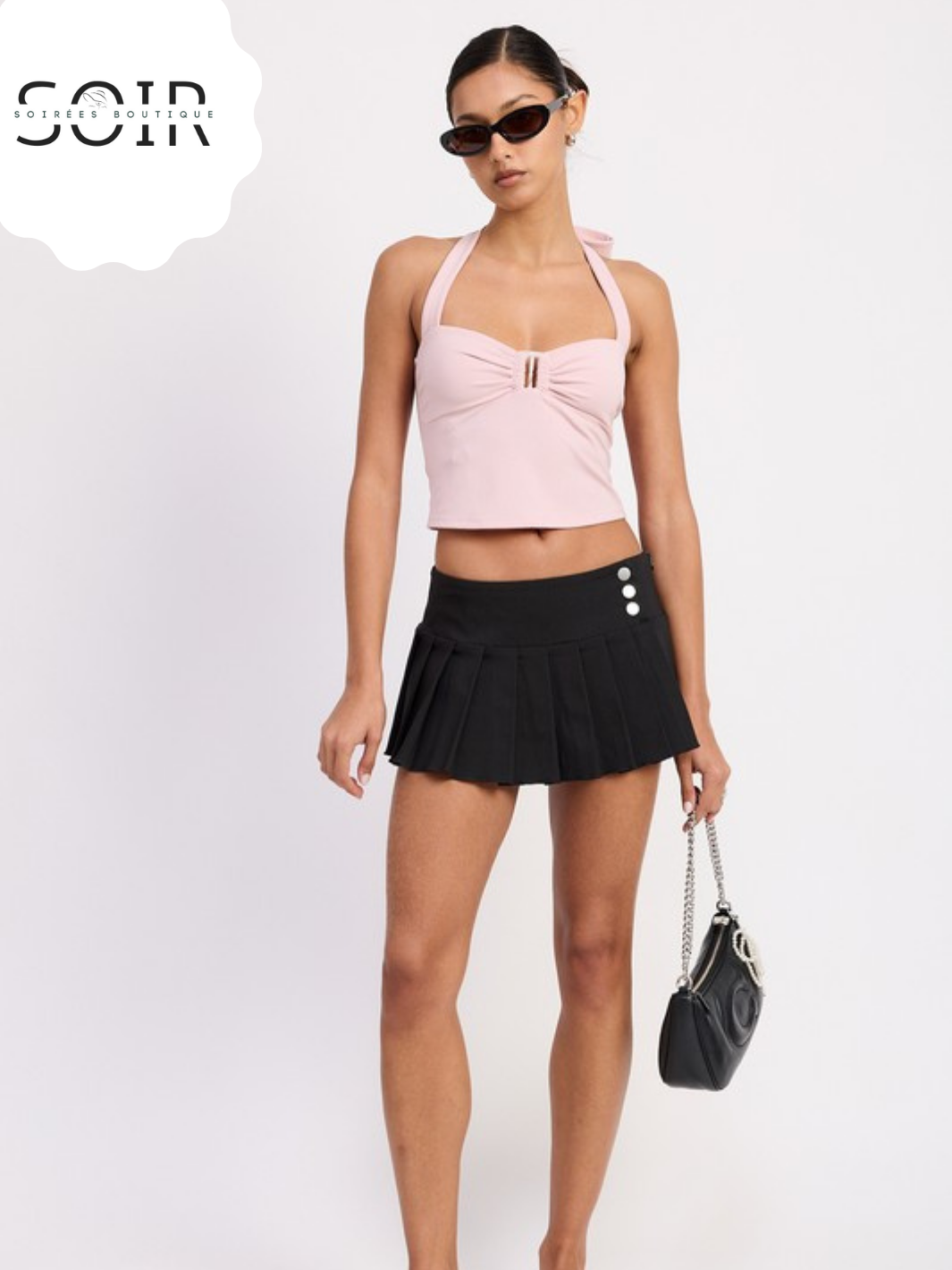 Mango Mirage Halter Tie Back Knit Top