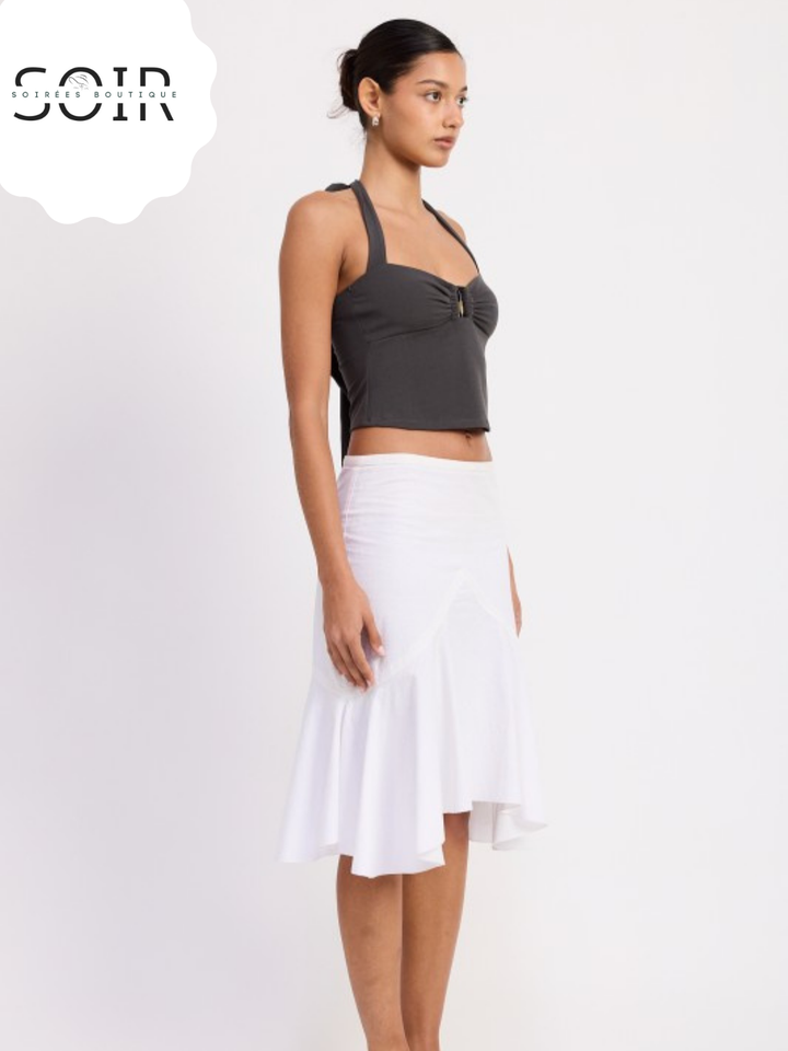 Mango Mirage Halter Tie Back Knit Top