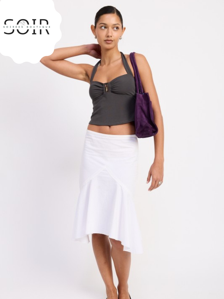 Mango Mirage Halter Tie Back Knit Top