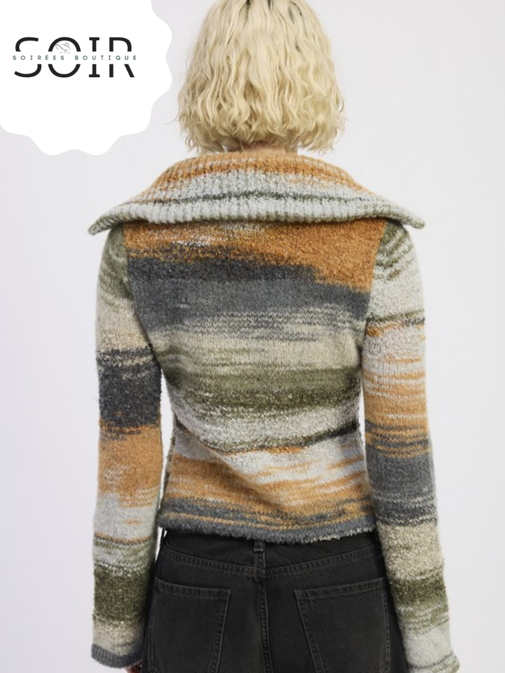 Smoke Vein Turtleneck Zip-Up Fall Top