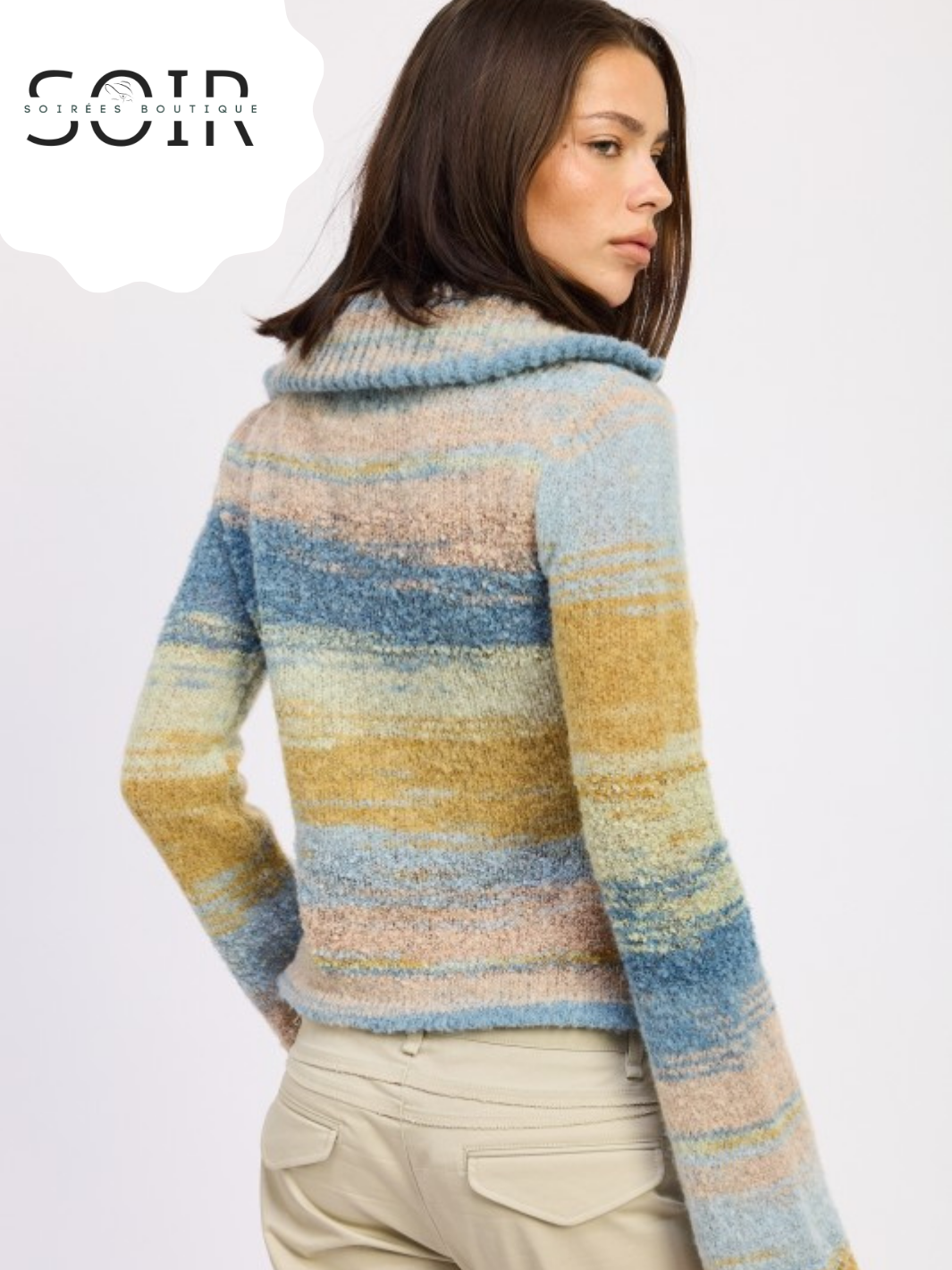 Smoke Vein Turtleneck Zip-Up Fall Top