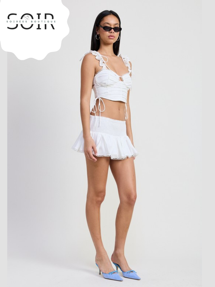Sugar Spine RUFFLED TIE BACK TOP WITH OPEN BACK