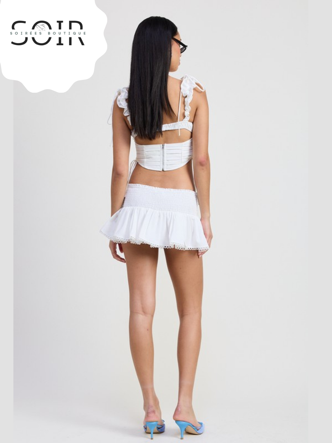 Sugar Spine RUFFLED TIE BACK TOP WITH OPEN BACK