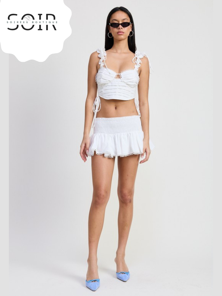 Sugar Spine RUFFLED TIE BACK TOP WITH OPEN BACK
