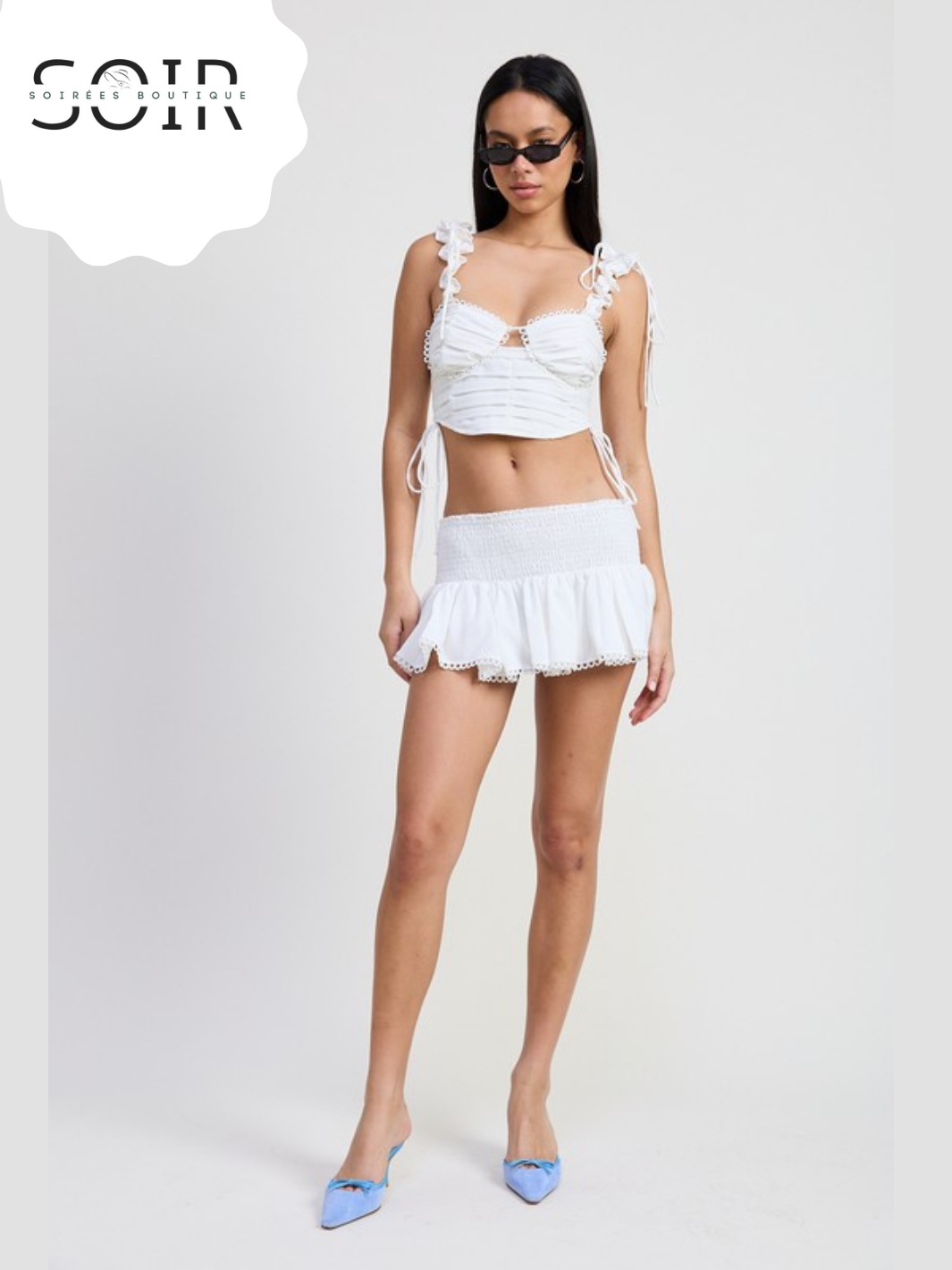 Sugar Spine RUFFLED TIE BACK TOP WITH OPEN BACK