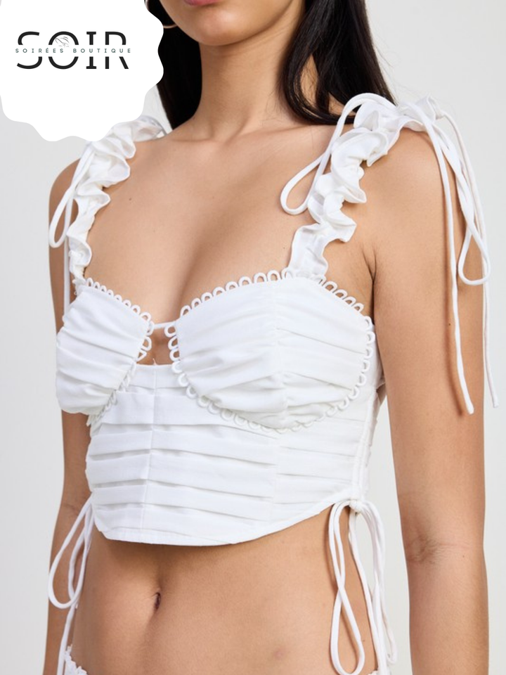Sugar Spine RUFFLED TIE BACK TOP WITH OPEN BACK