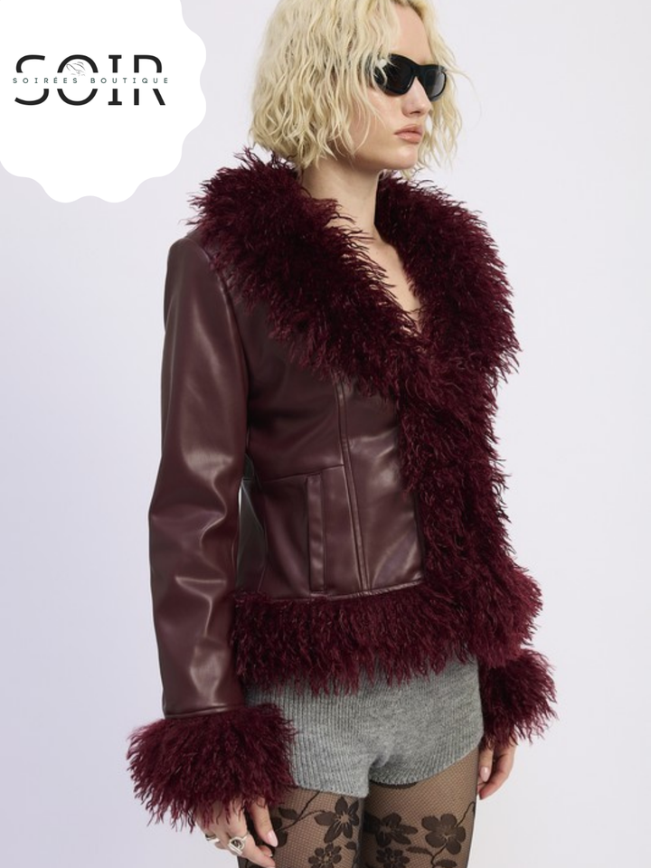 Crimson Dagger Leather Fur Jacket