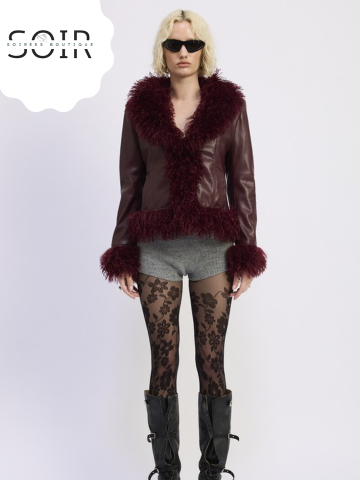 Crimson Dagger Leather Fur Jacket