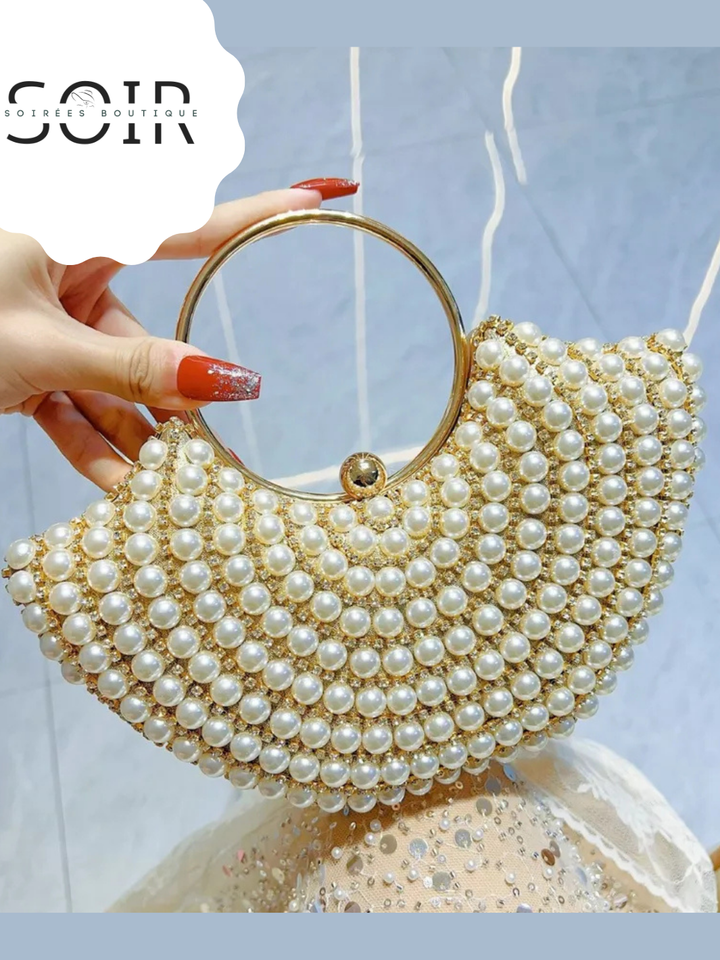 Midnight Pearlista Diamond Embedded Clutch