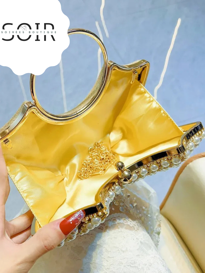 Midnight Pearlista Diamond Embedded Clutch