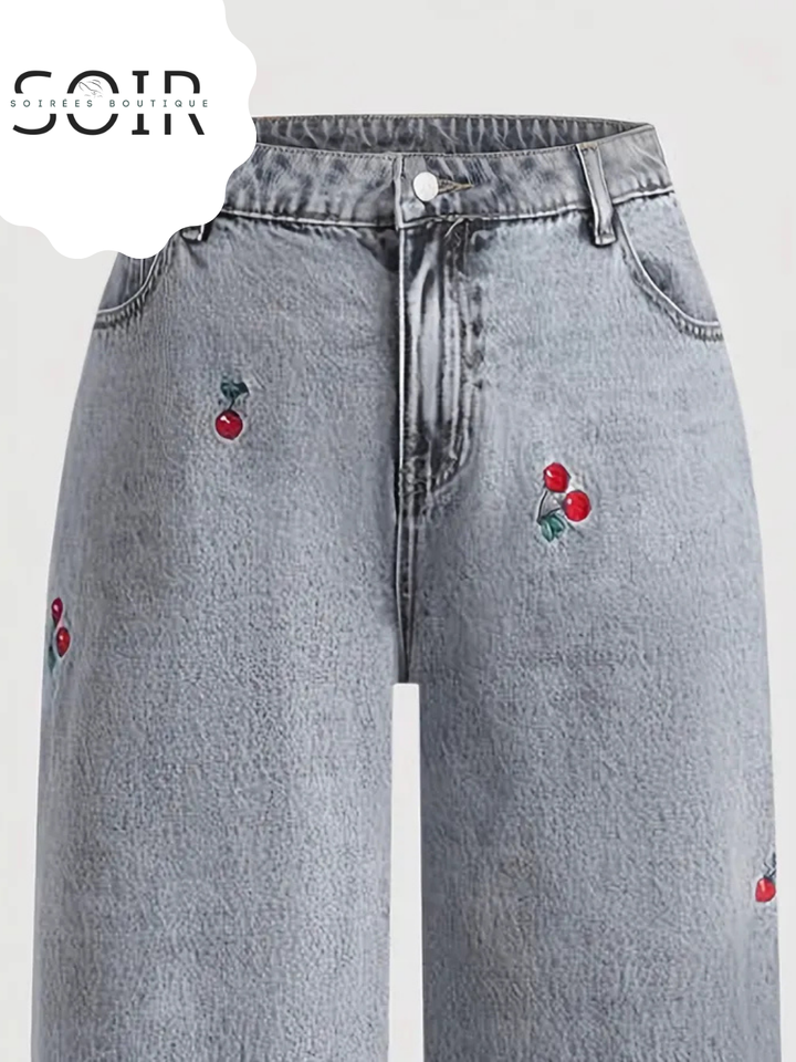 Scarlet Bloom Straight Leg Denin
