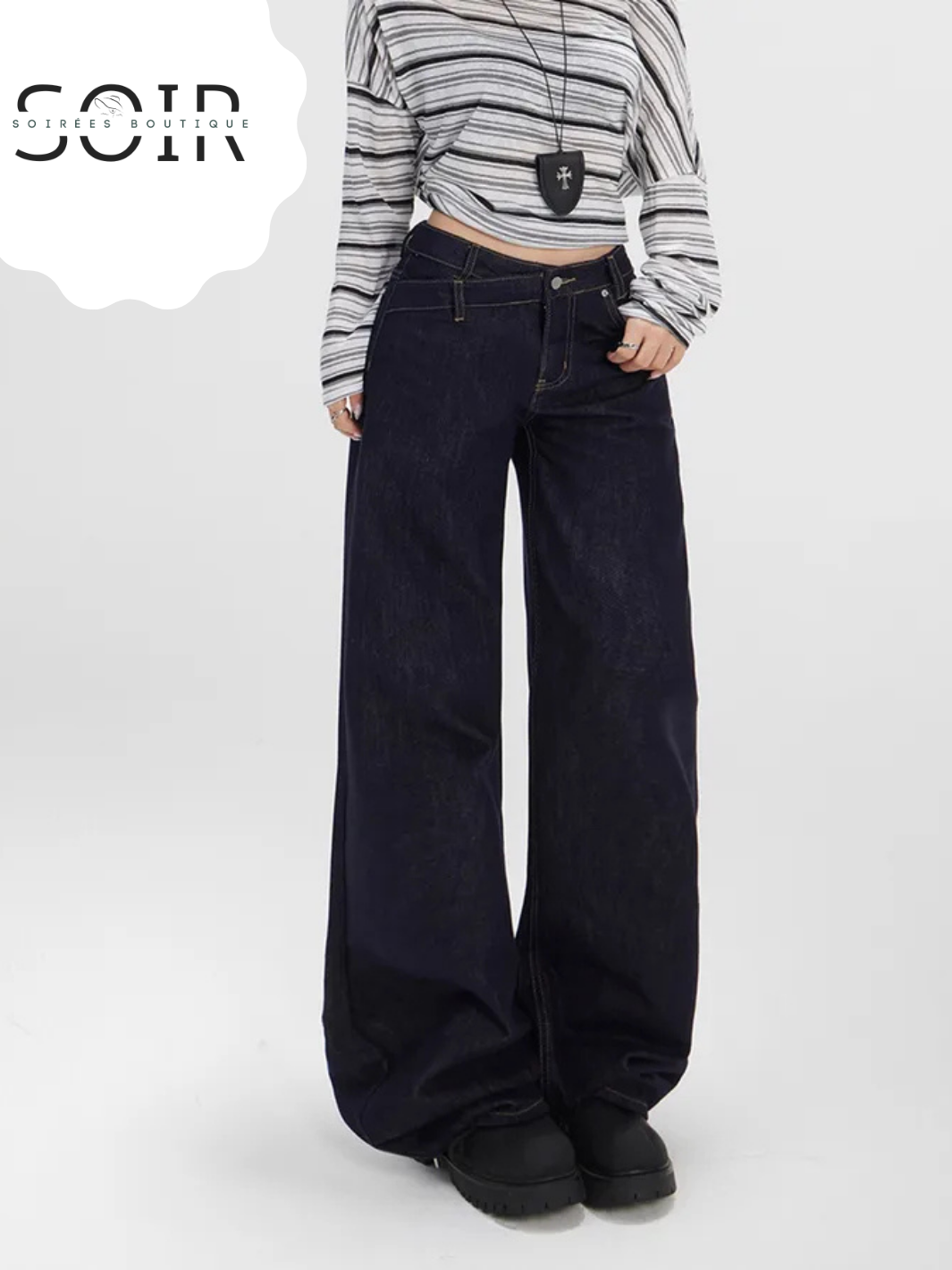 Asphalt Drift Loose Straight Leg Jeans