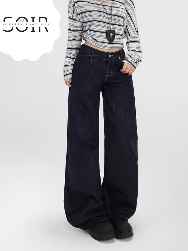 Asphalt Drift Loose Straight Leg Jeans