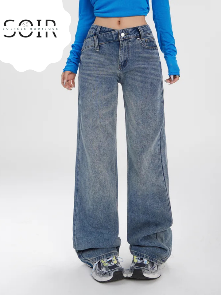 Asphalt Drift Loose Straight Leg Jeans