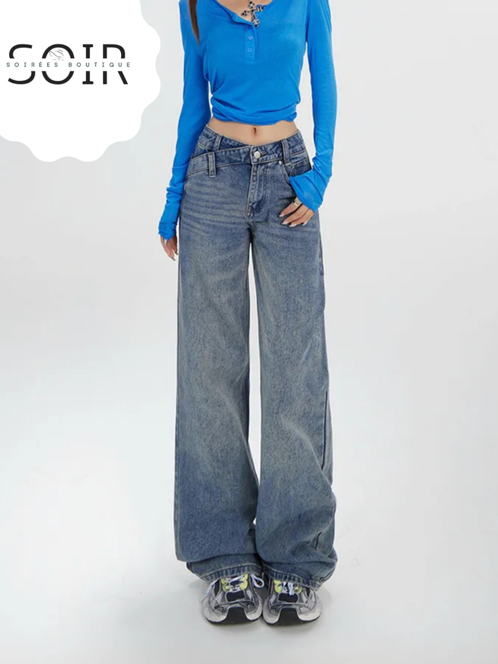 Asphalt Drift Loose Straight Leg Jeans