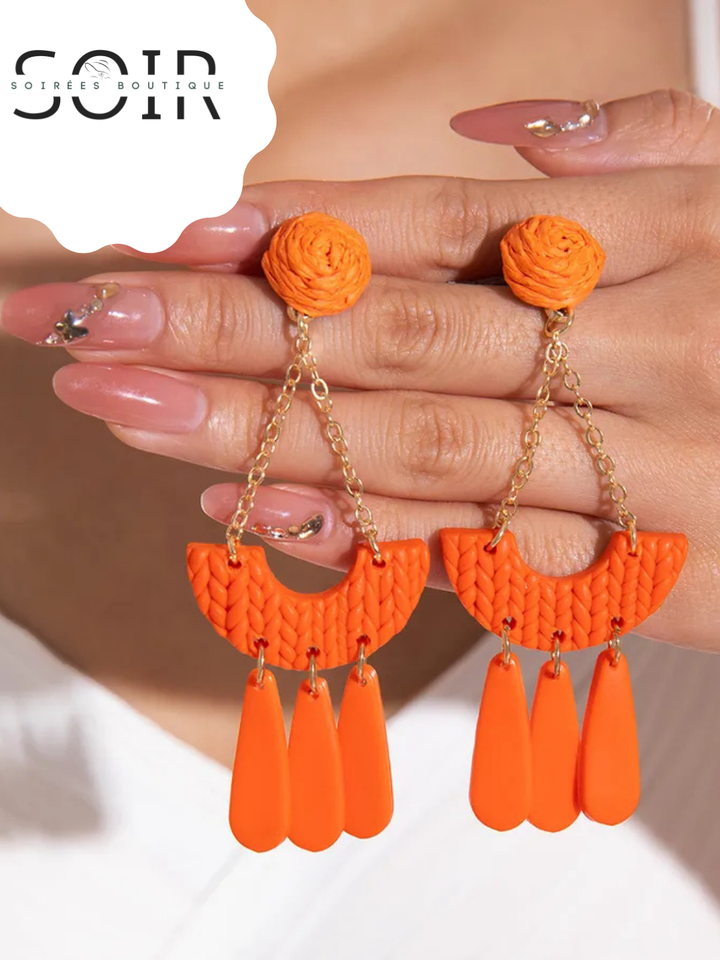 Solar Flare Tassels Geometric Earrings