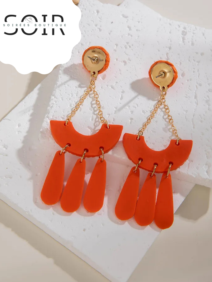 Solar Flare Tassels Geometric Earrings