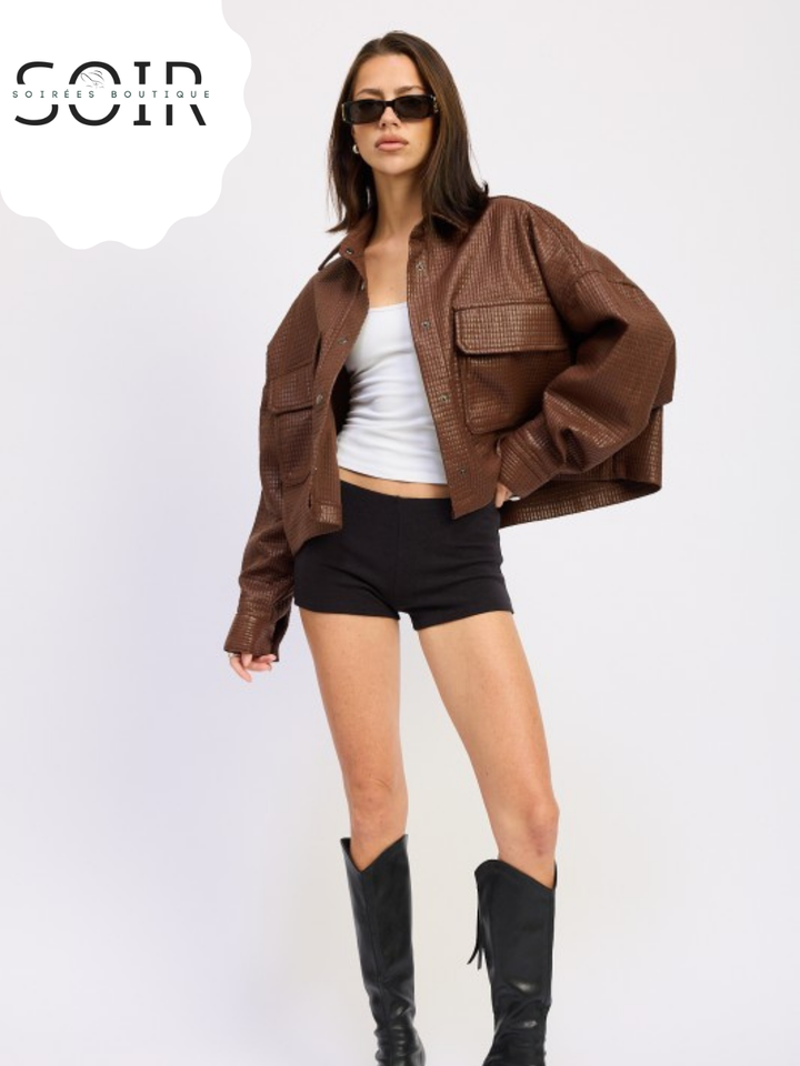 Hazel Haven Cropped Leather Jacket