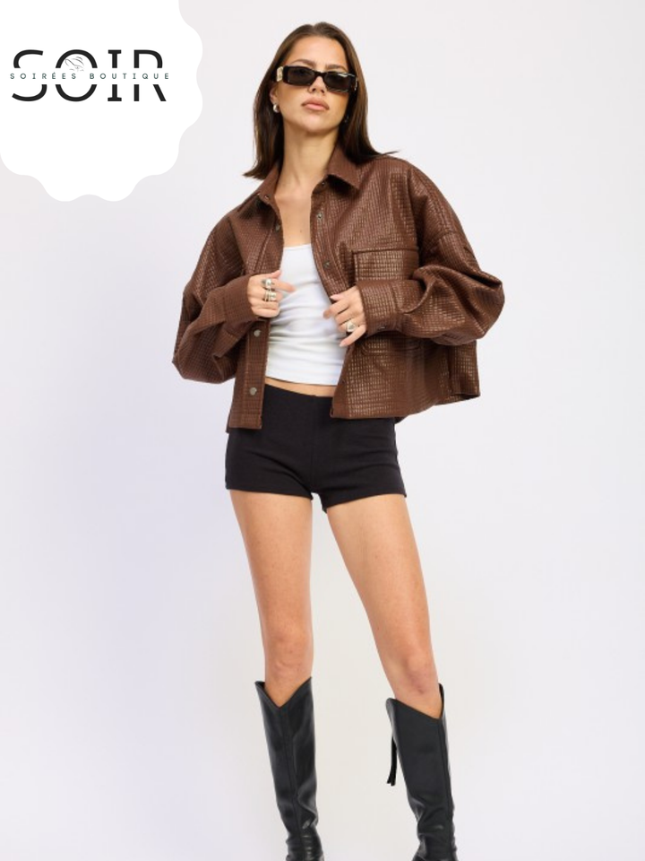 Hazel Haven Cropped Leather Jacket