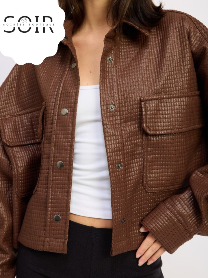 Hazel Haven Cropped Leather Jacket