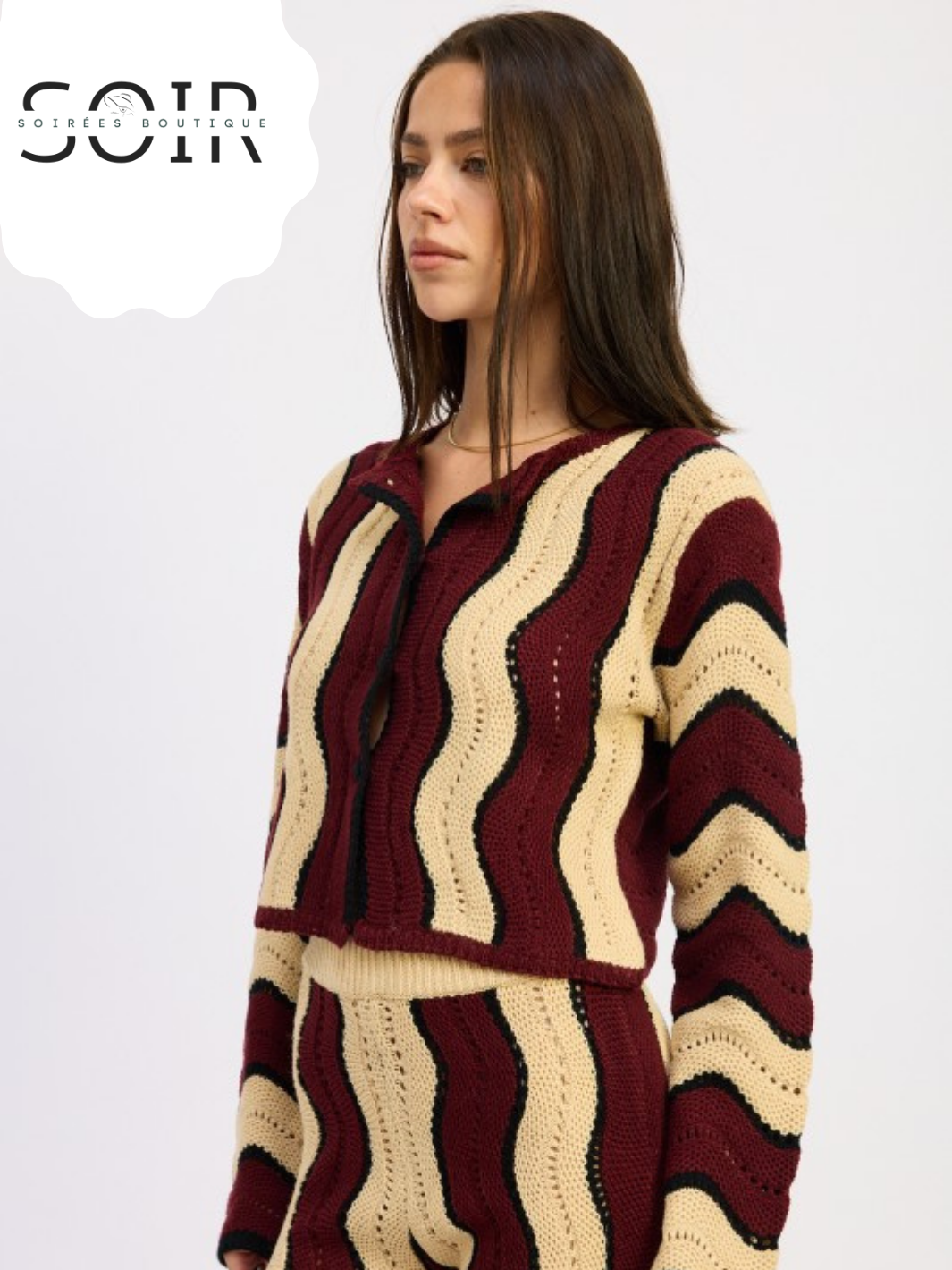Autumn Veil Stripped Cropped Sweater