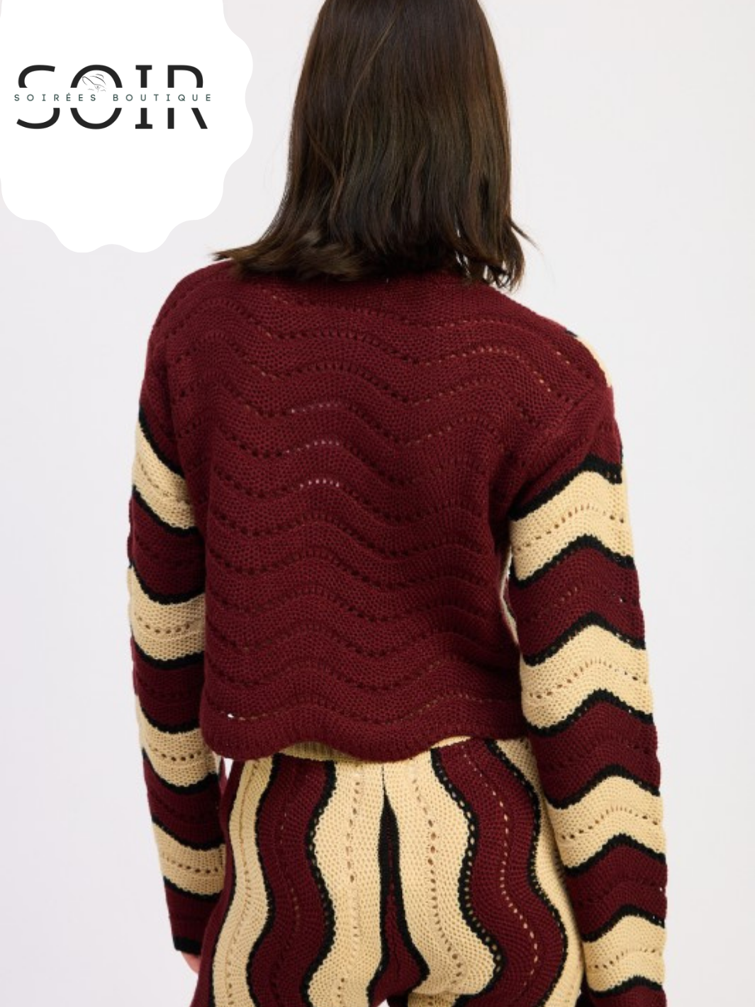 Autumn Veil Stripped Cropped Sweater