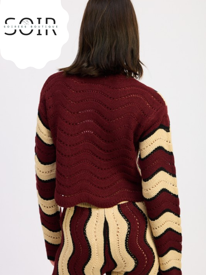 Autumn Veil Stripped Cropped Sweater