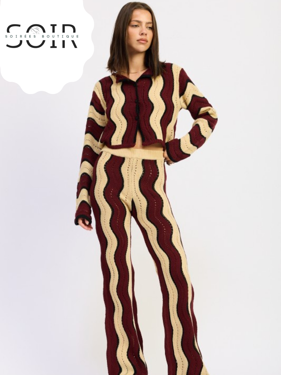 Autumn Veil Stripped Cropped Sweater