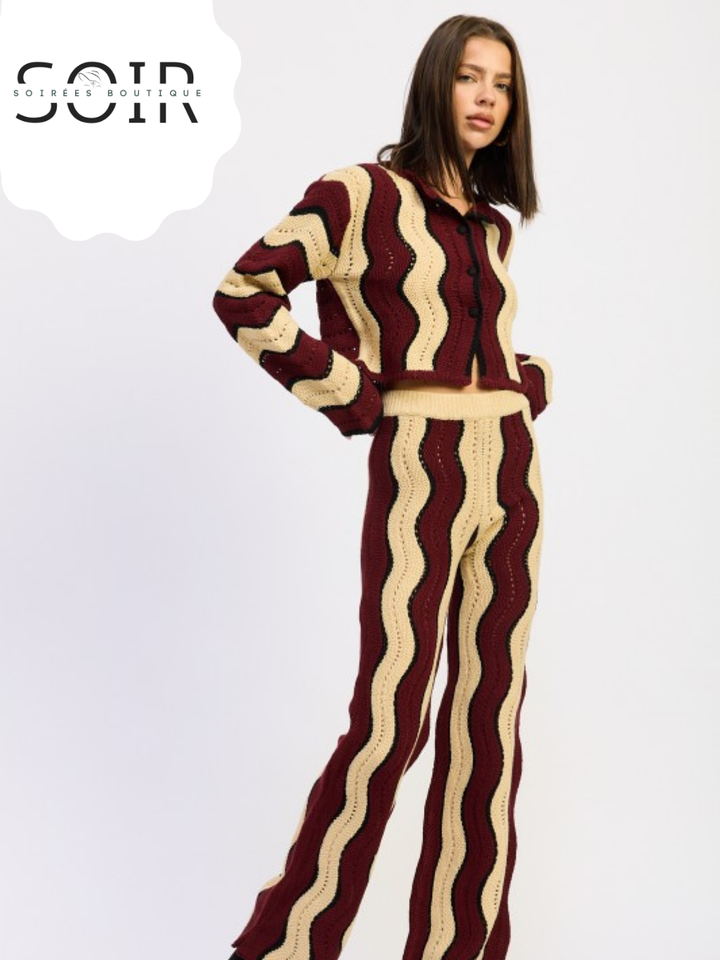 Autumn Veil Stripped Cropped Sweater