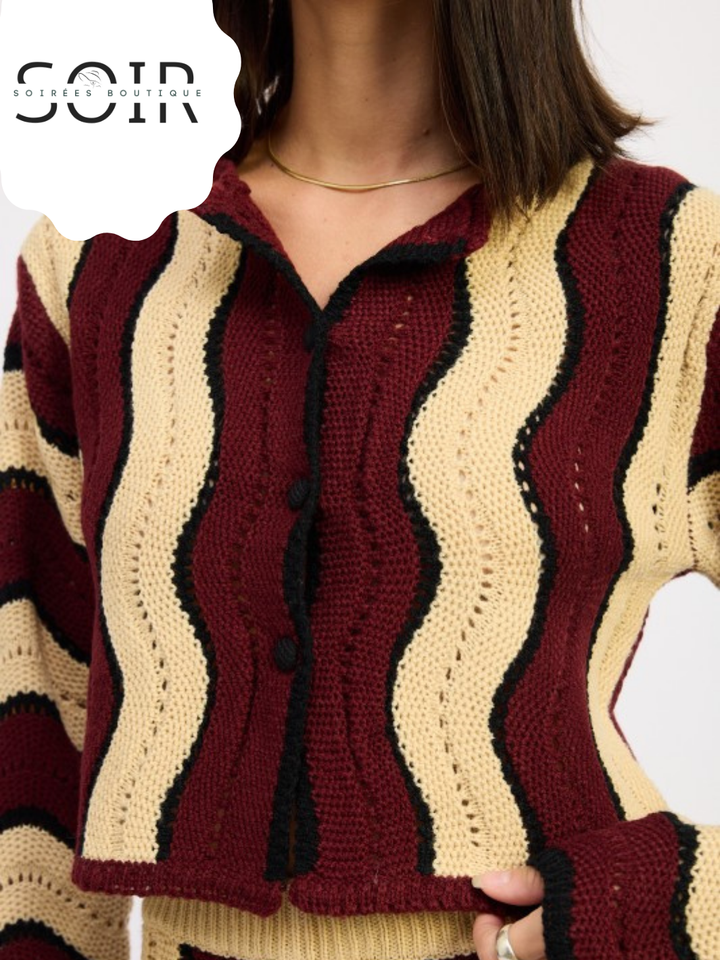 Autumn Veil Stripped Cropped Sweater