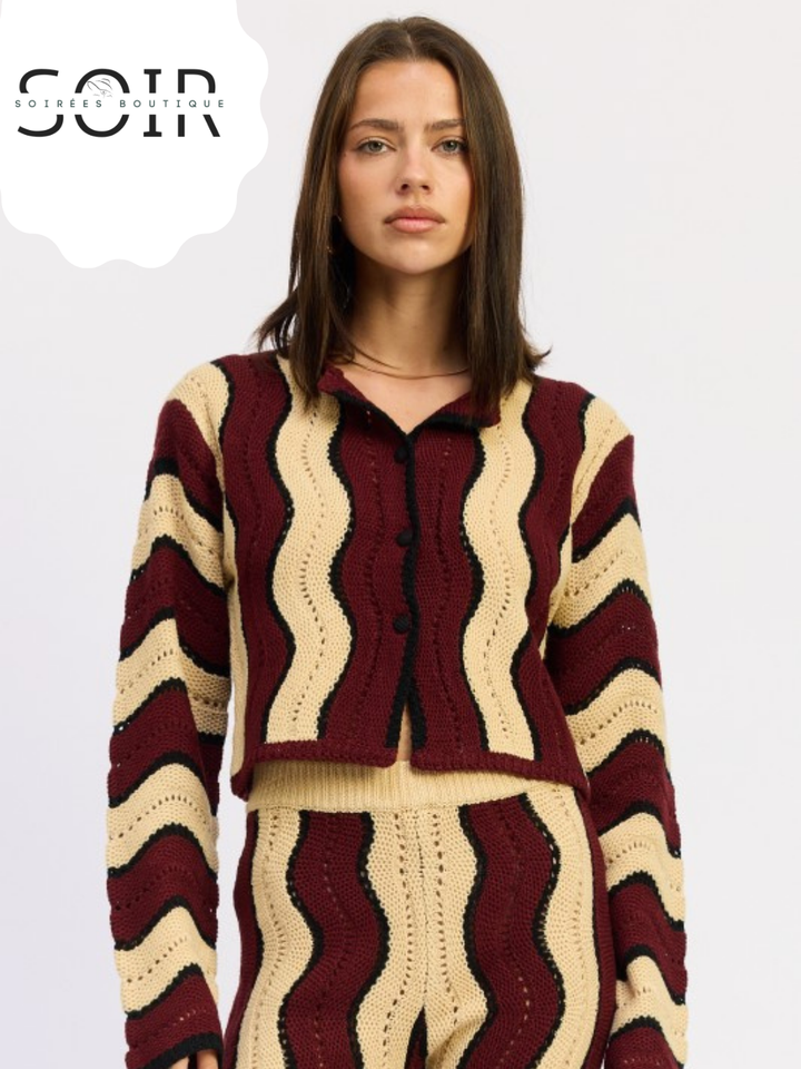 Autumn Veil Stripped Cropped Sweater