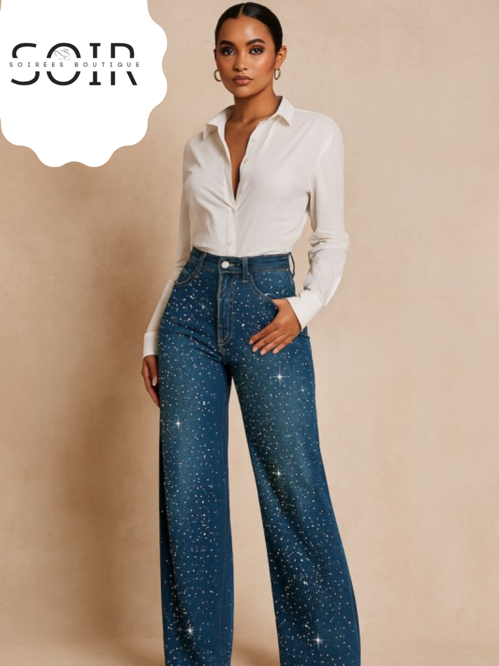 Starlight Stance Wide Leg Rhinestone Jeans