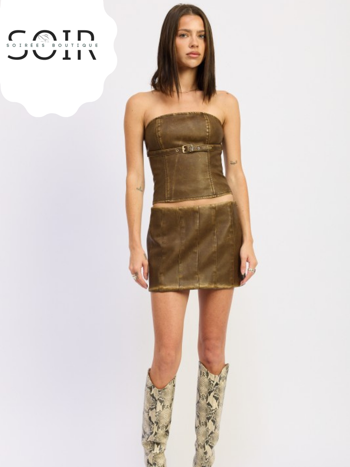 Nocturne Cinch Leather Tube Top