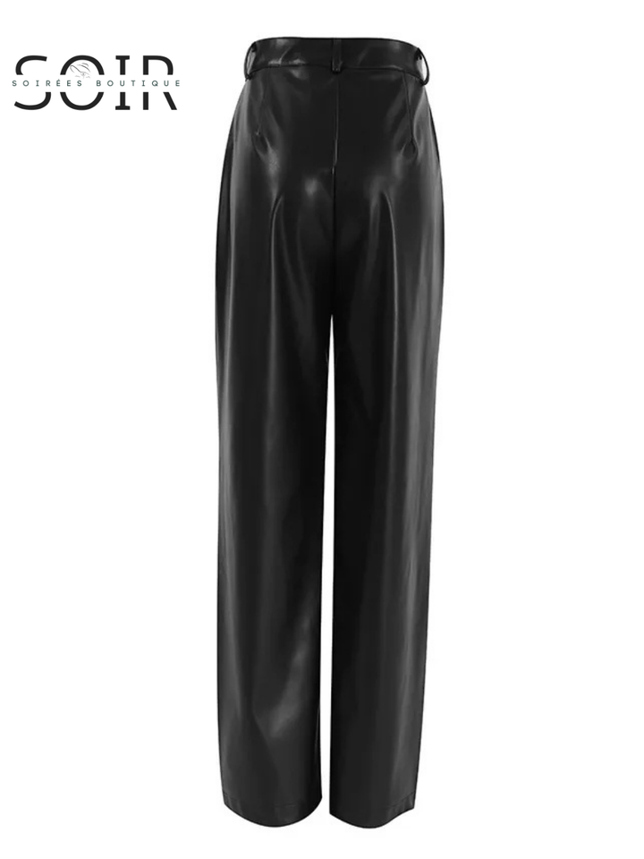Midnight Reign Wide Leg Leather Pants