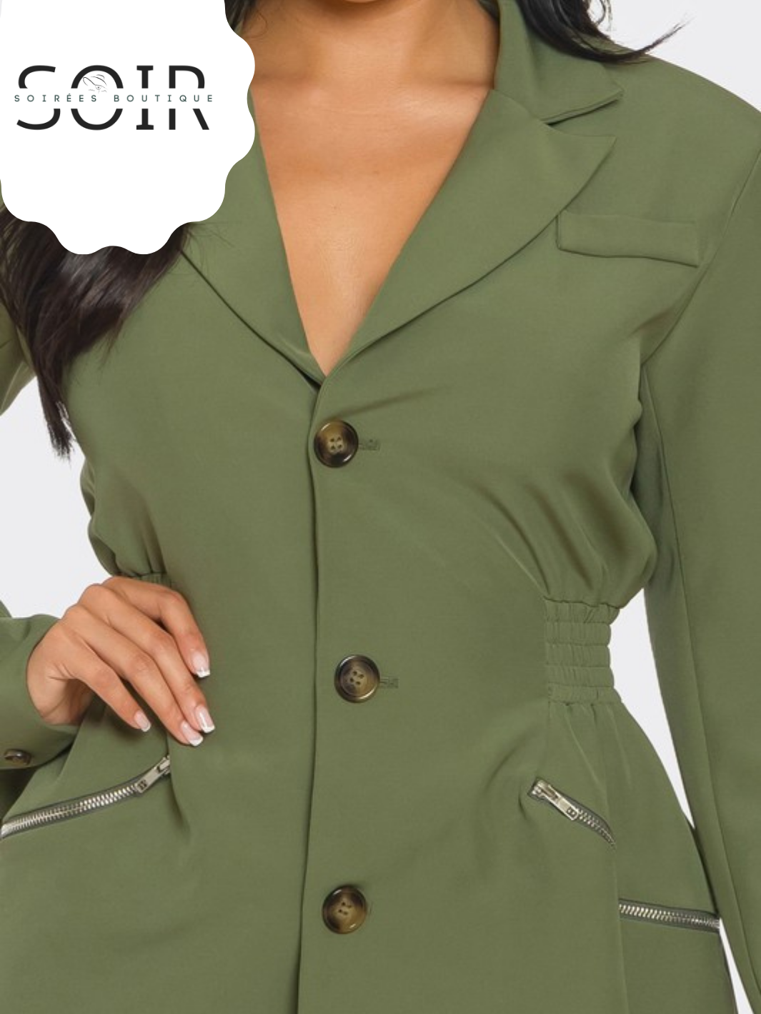Emerald City Edge Tailored Utility Blazer Dress