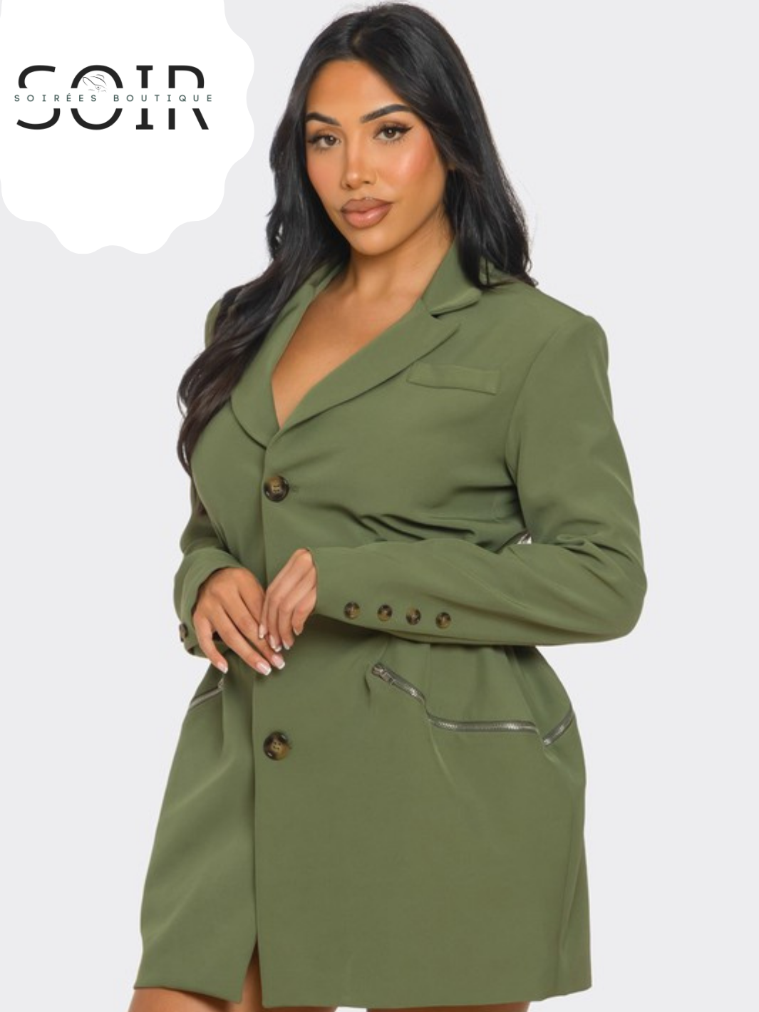 Emerald City Edge Tailored Utility Blazer Dress