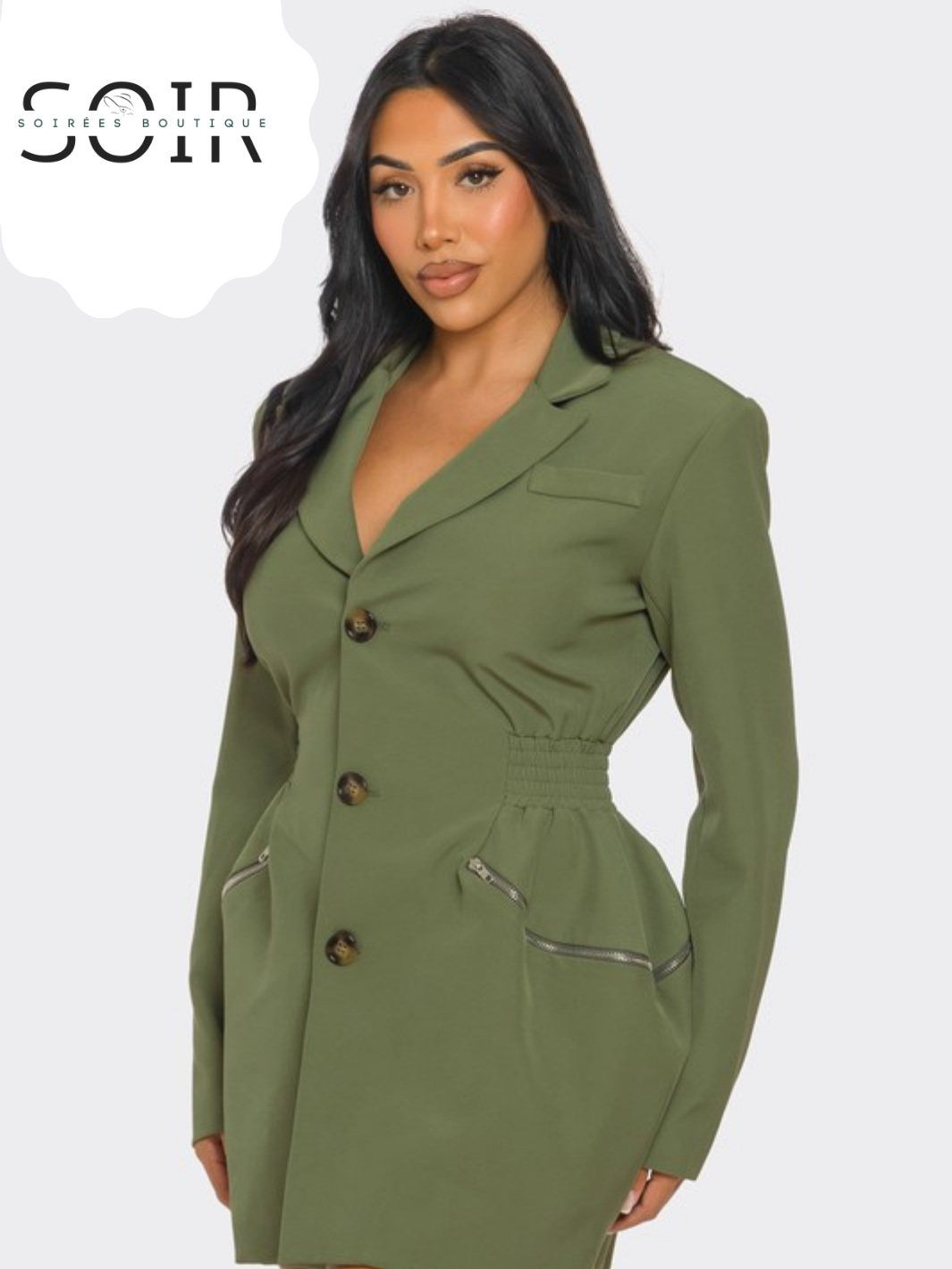 Emerald City Edge Tailored Utility Blazer Dress