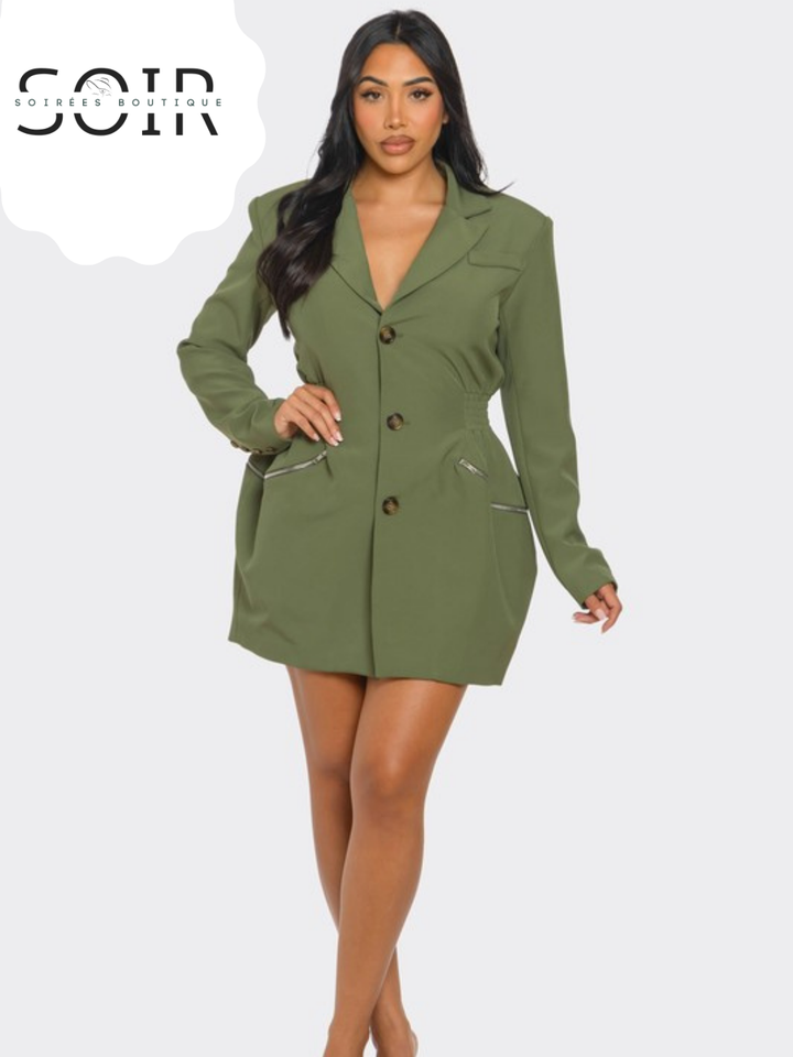 Emerald City Edge Tailored Utility Blazer Dress