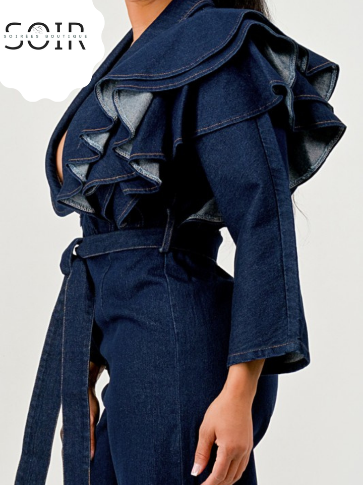 Midnight Ruffle Doctrine Plus Jumpsuit