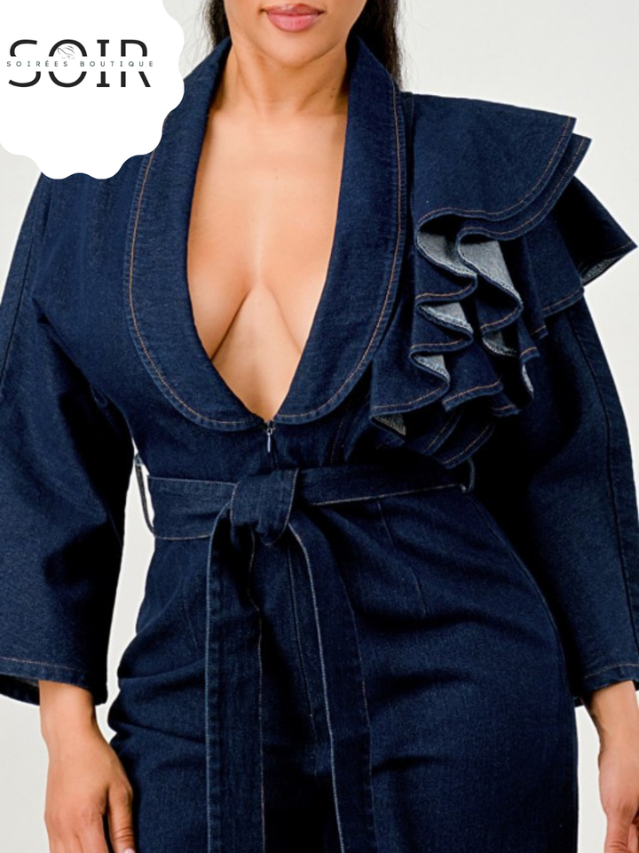 Midnight Ruffle Doctrine Plus Jumpsuit