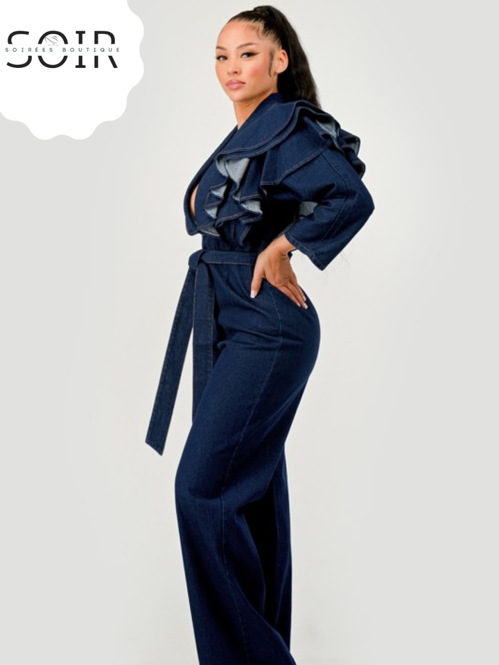 Midnight Ruffle Doctrine Plus Jumpsuit