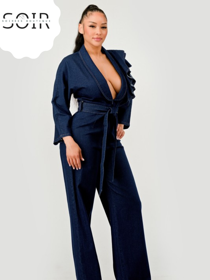Midnight Ruffle Doctrine Plus Jumpsuit