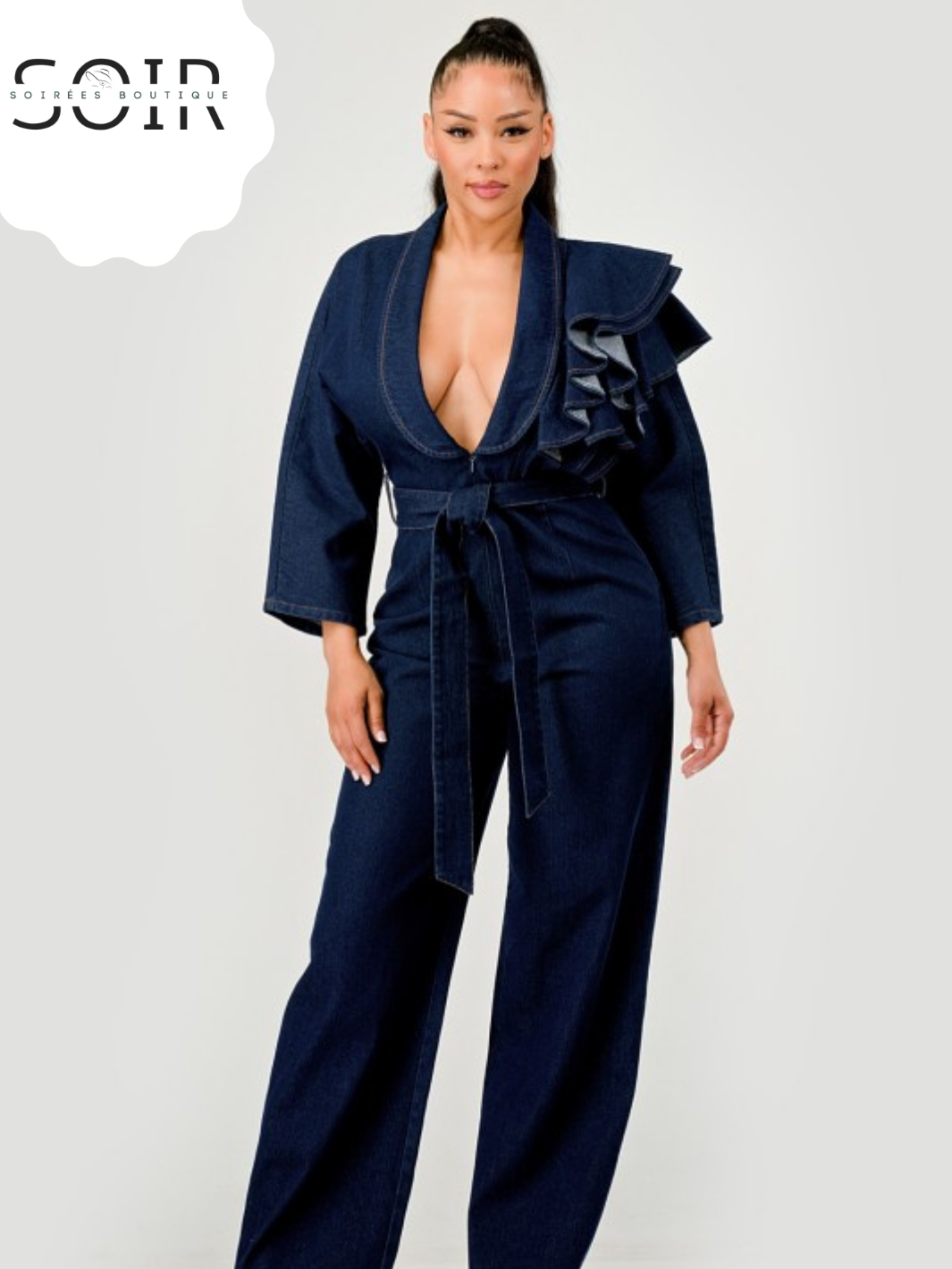 Midnight Ruffle Doctrine Plus Jumpsuit